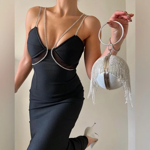 black diamond bandage dress ZARA MAXI DRESS